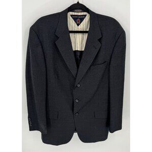Tommy Hilfiger Mens Dark Gray Wool Blend Single-Breasted Lined Blazer Jacket